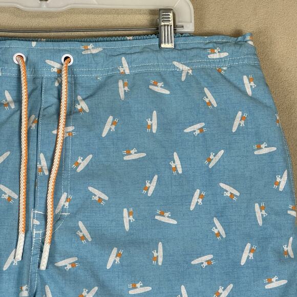 Johnnie O Swim Trunk Mens XXL Blue Arno Half Elastic Surf Short Relaxed Fit - Picture 2 of 14